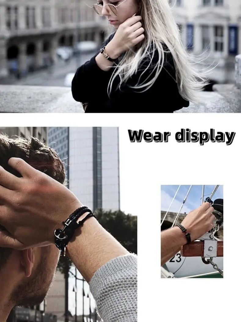 woman Stainless Steel Anchor Bracelet European and American Fashion Couple Bracelet Navy Men Personalized Nylon rope Jewelry