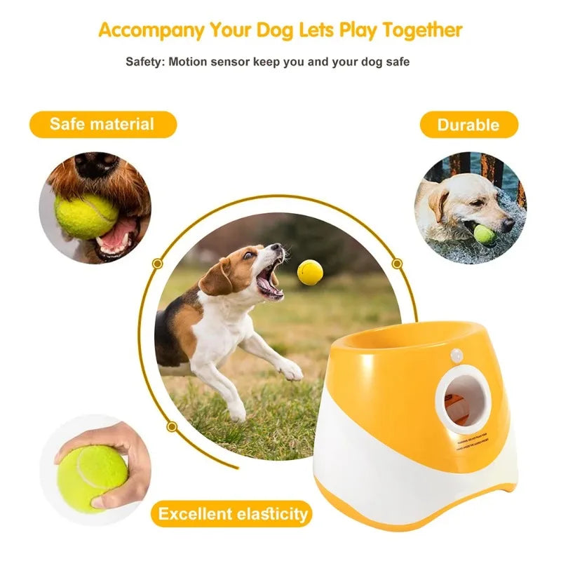 Dog Toys Automatic Ball Launcher Throwing Machine Catapult Pet Toys Tennis Launcher Outdoor Interactive Training Accessories