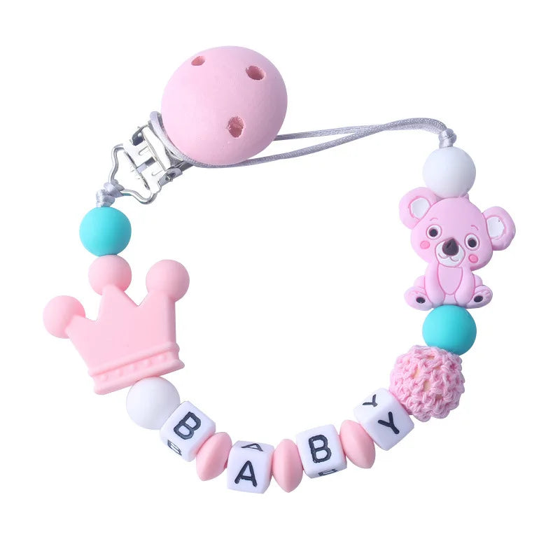 Custom Personalized Name Pacifier Chain for Baby Teether Newborn Toddler Silicone Clips Holder Baby Teething Toys Accessories