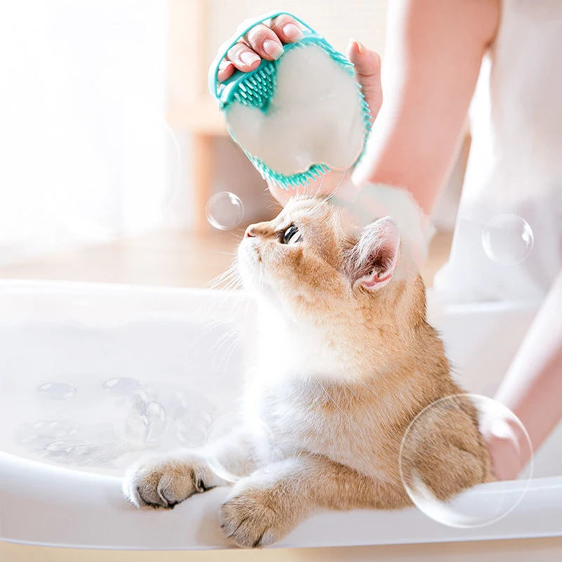 Silicone Pet Bath Brush Cleaning Massage Cat Brush Soft Skin-Free Dog Brush Soft Hair Bath Silicone Deep Cleaning Pet Comb