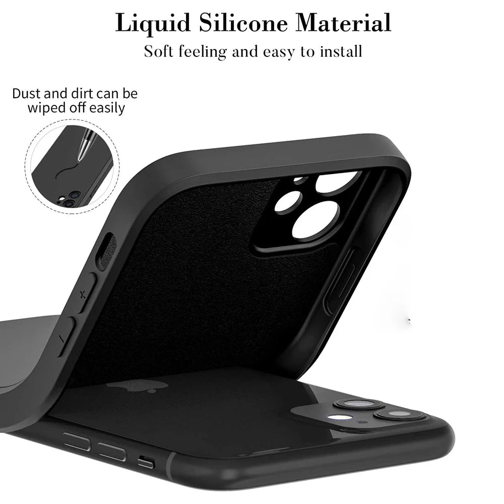 Black Shockproof Silicone TPU Phone Case For Iphone 15 14 13 12 11 Pro Max X Xs XR 8 7 6 6s Plus mini Protective Lens Cover Case