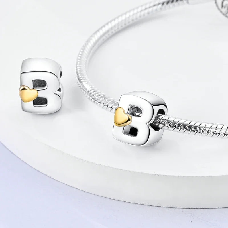 Charm Fits Original Bracelets 925 Sterling Silver Femininity English Letters Beads Women Pendant Bead Jewelry Making