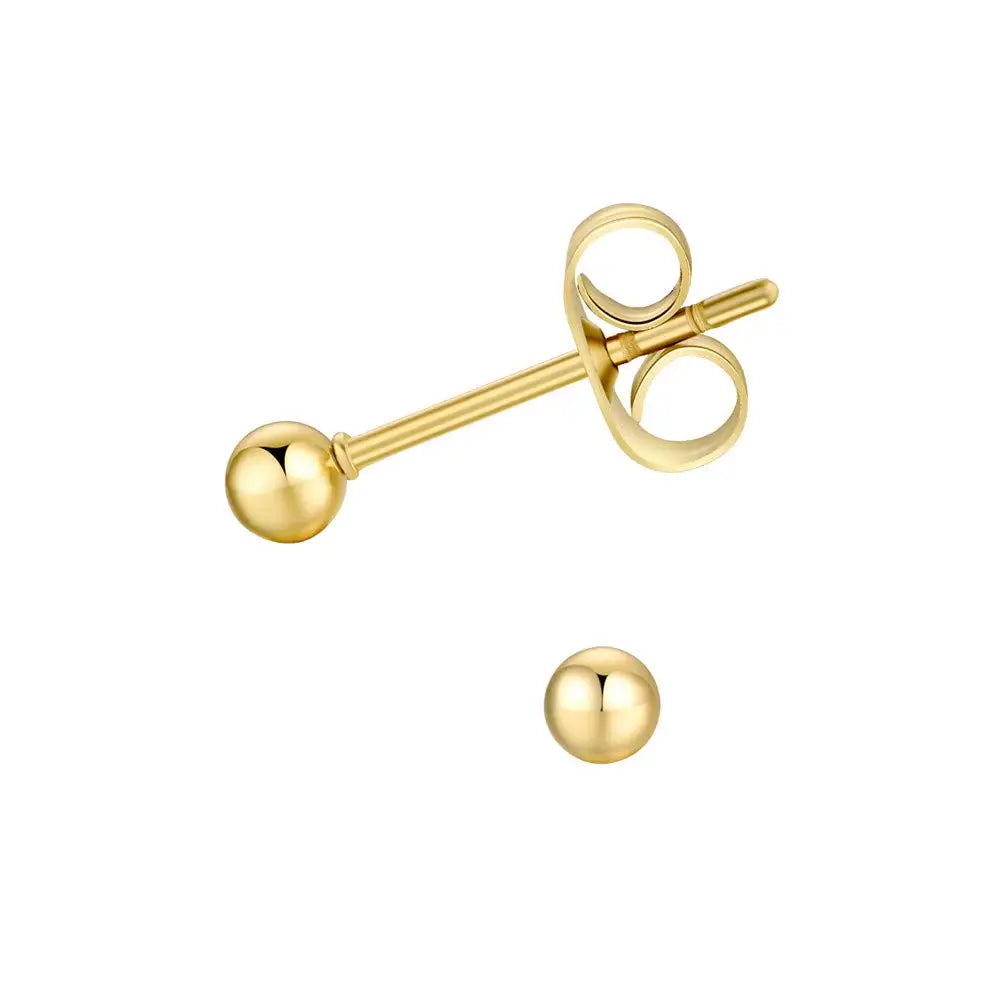 1 Pair Tiny Women Girls 14K Gold Plated Round Ball Stud Earrings Surgical Stainless Steel Earrings Set 2-6MM