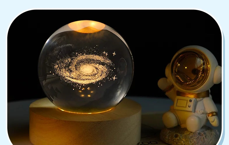 3D Crystal Ball Creative Planet Galaxy Glass Globe Moon Crystal Ball Desktop decor Bedside House Decoration Home Ornament Gifts