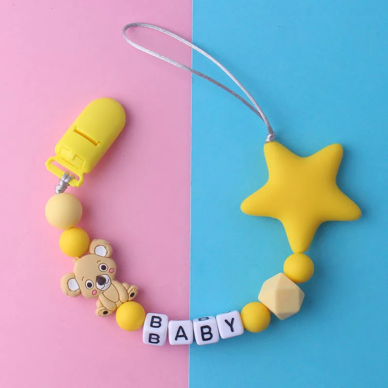 Custom Personalized Name Pacifier Chain for Baby Teether Newborn Toddler Silicone Clips Holder Baby Teething Toys Accessories