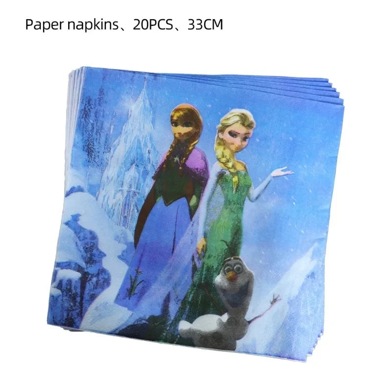 Disney Frozen Elsa Anna disposable tableware paper cup napkin birthday party decoration