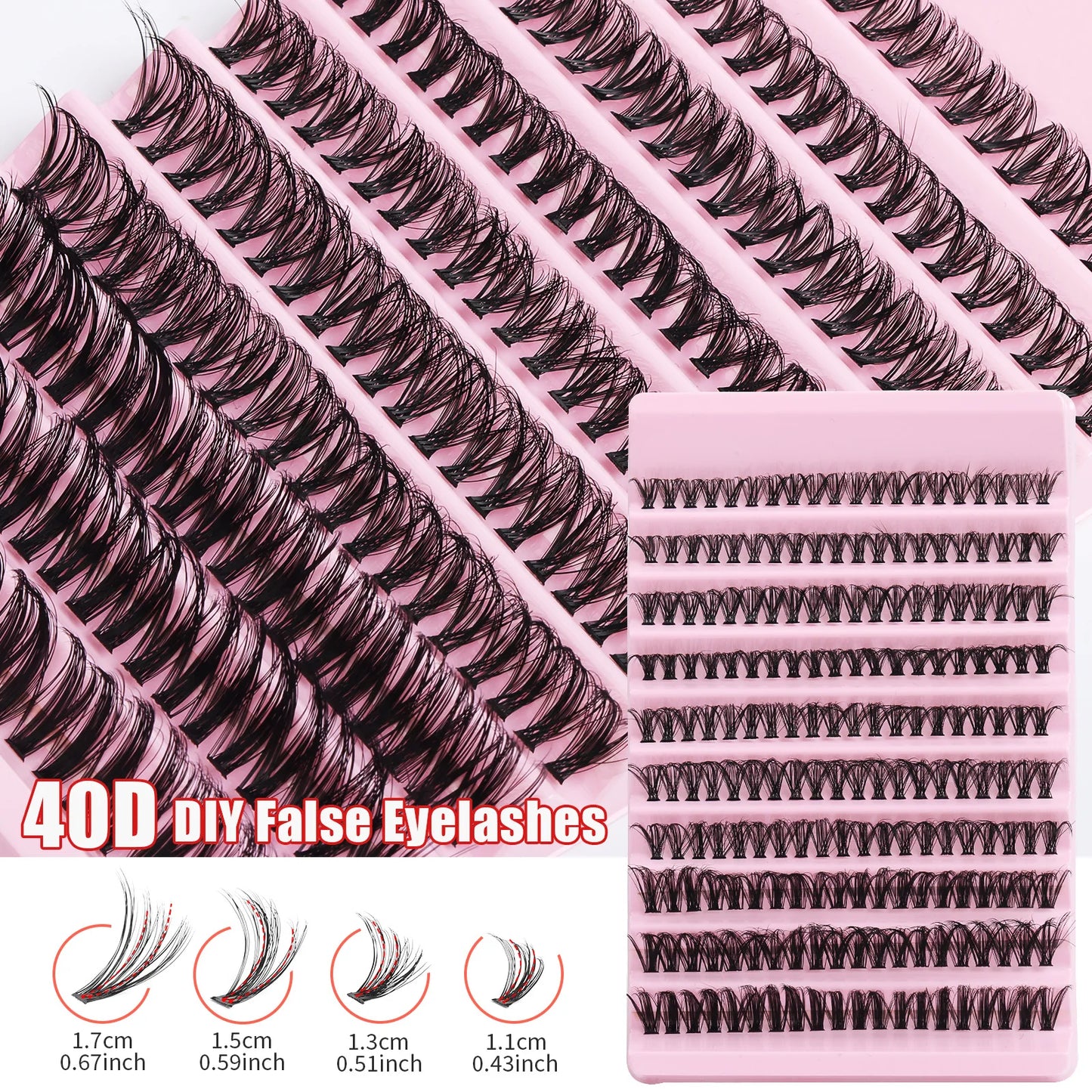 Individual Lashes 8-16mm 200pcs Cluster Lashes Natural Look Mixed Tray DIY Eyelash Extension Volume Lash Clusters Eyelashes Long