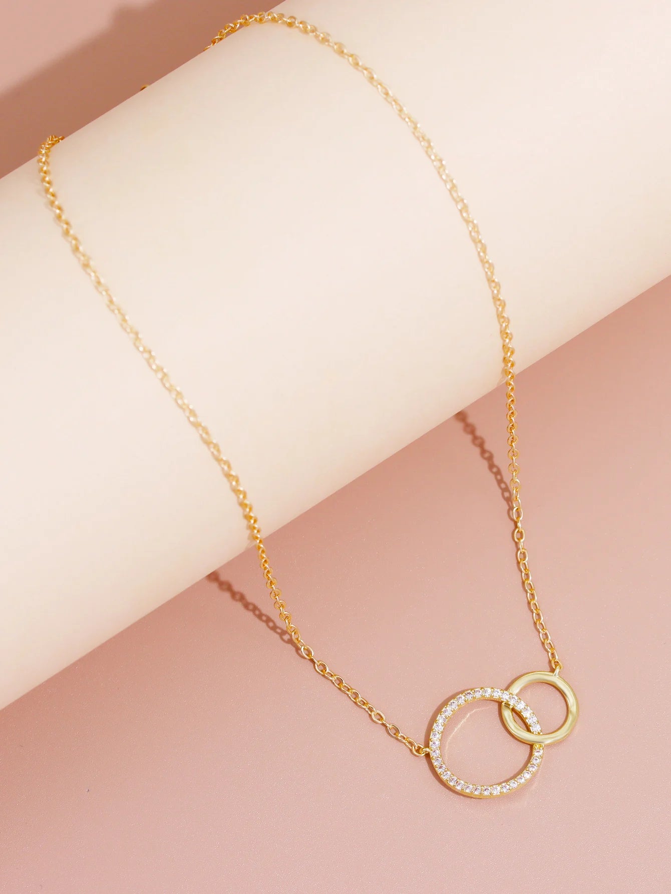 Stainless Steel Necklaces for Women Fashion Thin Chain Minimalist Dainty Double Circle Pendant Necklace on The Neck Jewelry