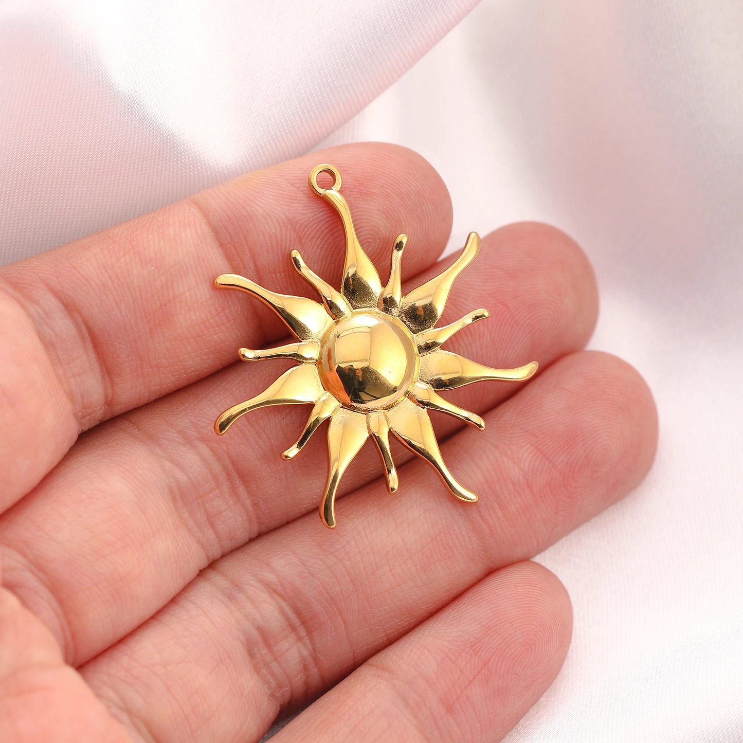 3PC Stainless Steel Sun Flower Charm Bohemian Sun pendant For Jewelry Making Cute Gold Color Diy Earrings Necklace Accessories