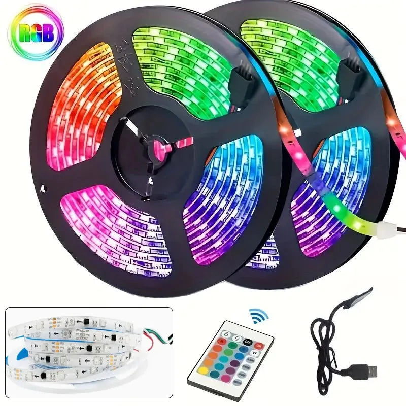 5050 RGB LED Light 24kesy Remote Control Flexible Strip Lights For TV Background Bar Game Bedroom DIY Decoration Night Light