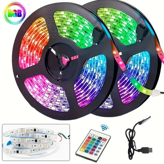 5050 RGB LED Light 24kesy Remote Control Flexible Strip Lights For TV Background Bar Game Bedroom DIY Decoration Night Light