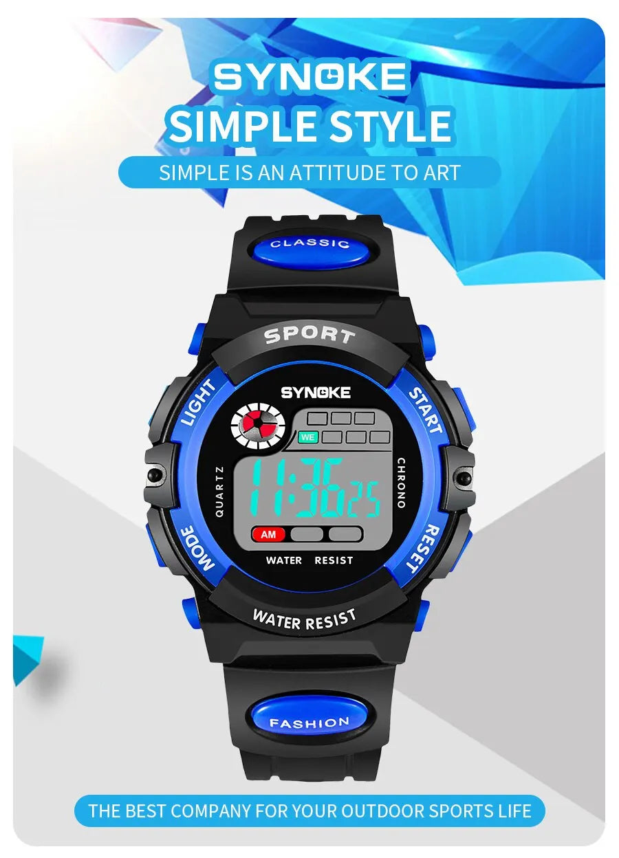 SYNOKE Student Kids Digital Watch Sports Waterproof Boy Electronic Watch Shock Resist Multifunctional Luminous Fashion