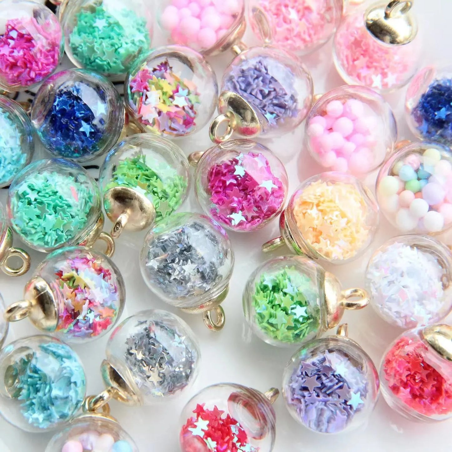 10PCS Glass Bottles Bubble Tea Cup Styles Mix Ball Earring Charms DIY Findings Keychain Bracelets Pendant For Jewelry Making