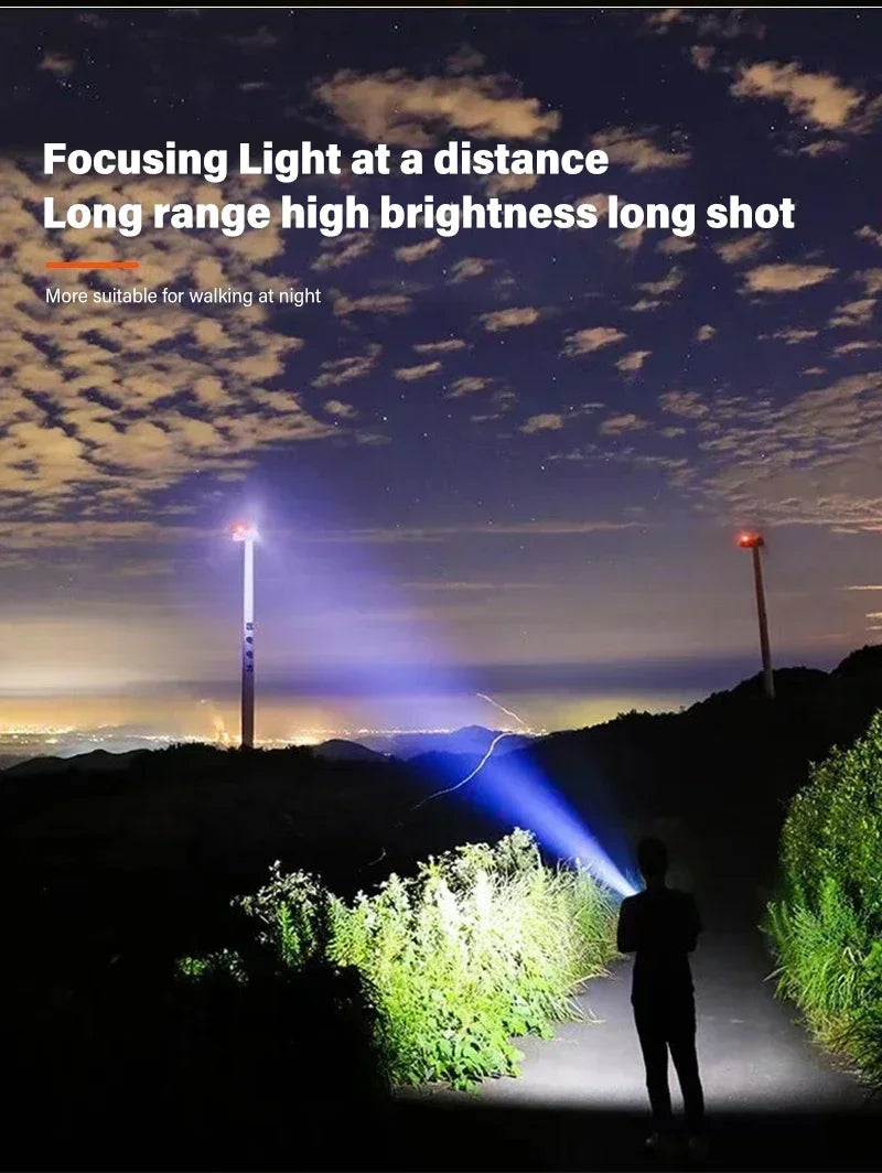 Powerful P70 Led Flashlights 5000LM Ultra Bright Tactical Light Emergency Spotlights Telescopic Zoom Light Builtin 18650 Battery