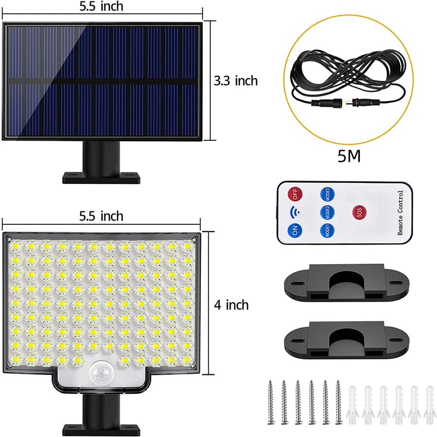 106/318 LED Solar Light Outdoor 328 LED Spotlights IP65 Waterproof Motion Sensor Human Solar Flood Security Lights 3 Modes