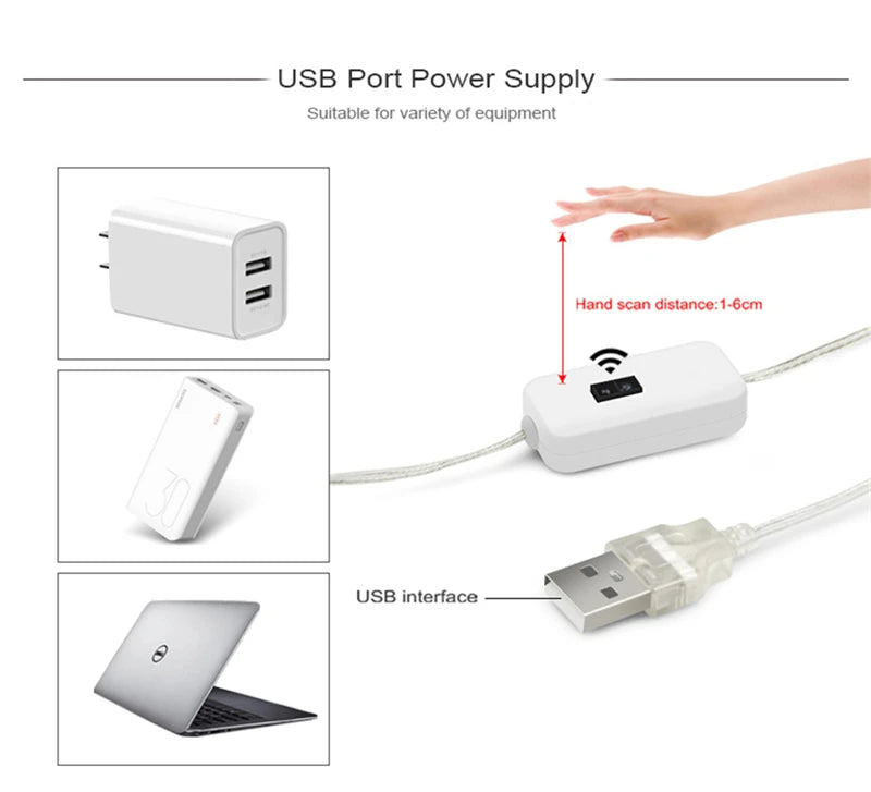 LED Strip Light Hand Sweep Waving Sensor DC 5V USB 2835 Backlight LED TV Kitchen Under Cabinet Lamp LED Light Strip Diode Lights