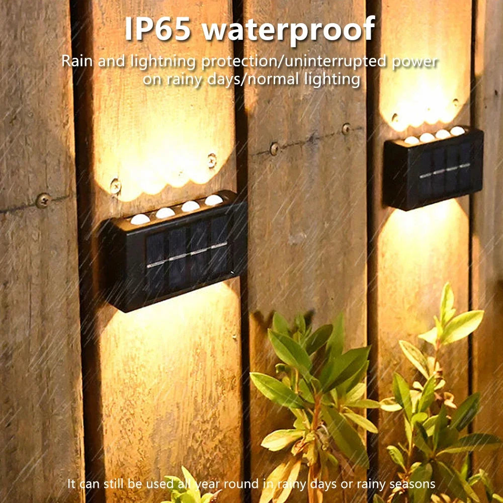 Solar Wall Lamp Outdoor Waterproof Solar Powered Light UP and Down Illuminate Home Garden Yard Decoration Outside Sunlights