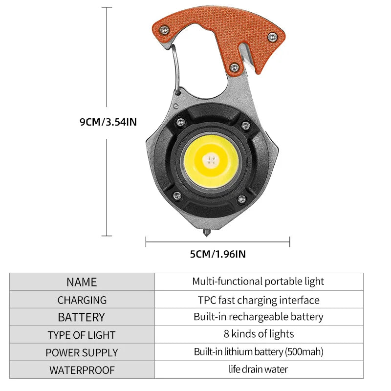 Portable Mini Multi-Function Keychain Light Maintenance Light Outdoor Camping Rechargeable Flashlight Cob Work Light