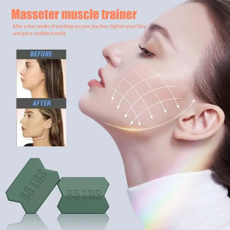 2Pcs/set Jaw Exerciser Jawlines Silicone Facial Chin Neck Muscle Workout Exercises Ball Strengthener Strap Fitness Equipment