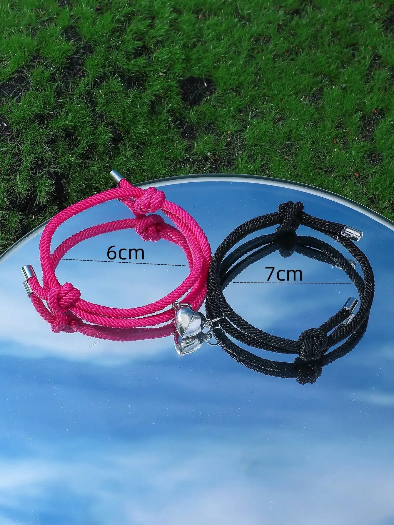 2 Pice Color Black White Hand Rope Love Magnetic Couple Good Friend Good Brother Party Student Travel Fashion Elegant Silver Mul