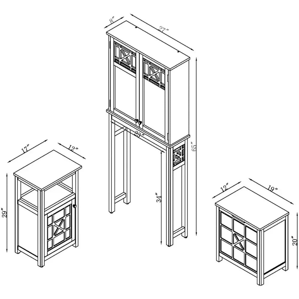 4-Piece Bathroom Set with Over Toilet Shelf, Wall Mounted Cabinet, Hamper, and Floor Cabinet