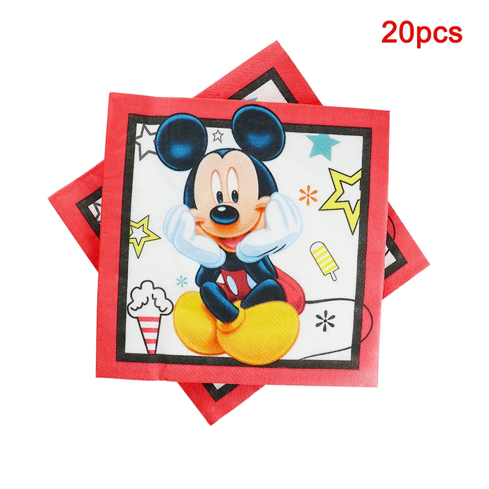 Mickey Mouse Disposable Tableware Birthday Party Supplies Mickey Baby Shower Balloon Cup Plate Gift Bag Kid DIY Party Decoration