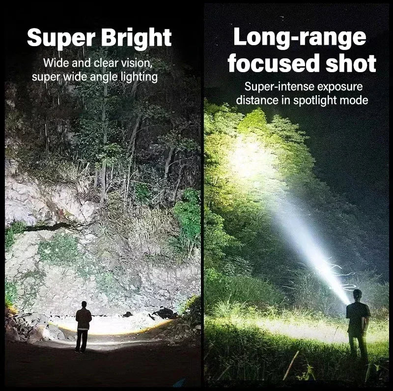 XHP70 Powerful Rechargeable Led Flashlight Variable Zoom 30W Torch Tactical Lantern Long Shot Torch Outdoor Camping Emergency