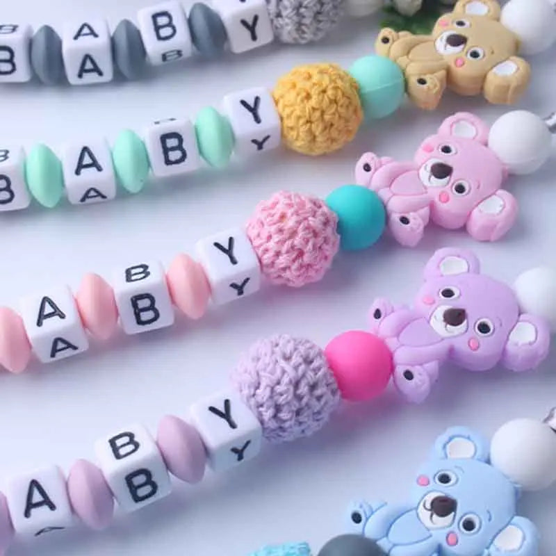 Custom Personalized Name Pacifier Chain for Baby Teether Newborn Toddler Silicone Clips Holder Baby Teething Toys Accessories