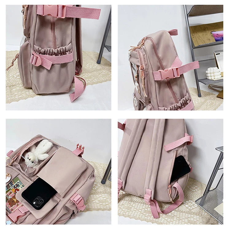 Cute Women Backpacks Waterproof Multi-Pocket Nylon School Backpack for Student Female Girls Kawaii Laptop Book Pack Mochilas