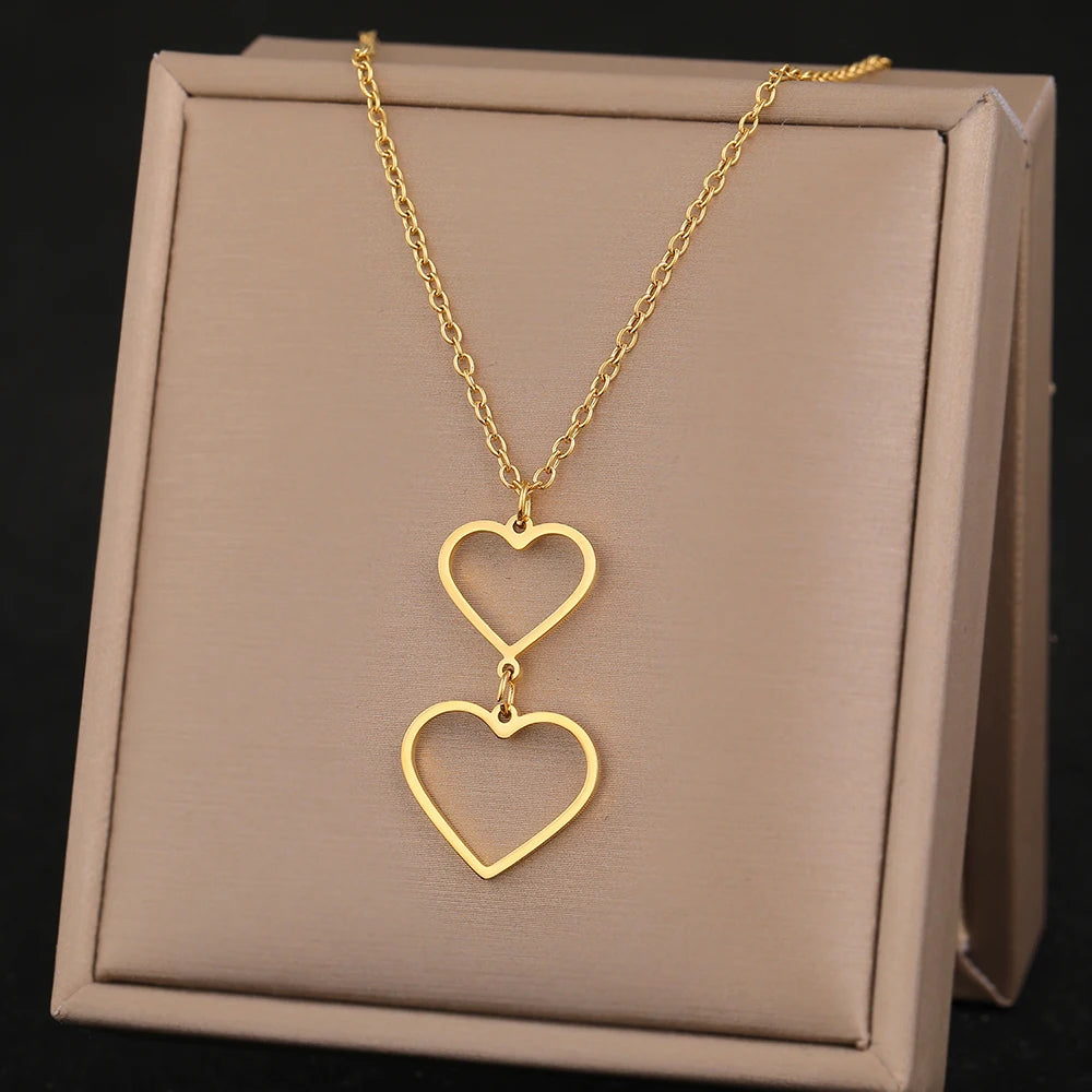 Stainless Steel Necklaces Elegant Exquisite Heart Infinity Symbol Heartbeat Pendants Chain Trend Fine Necklace For Women Jewelry