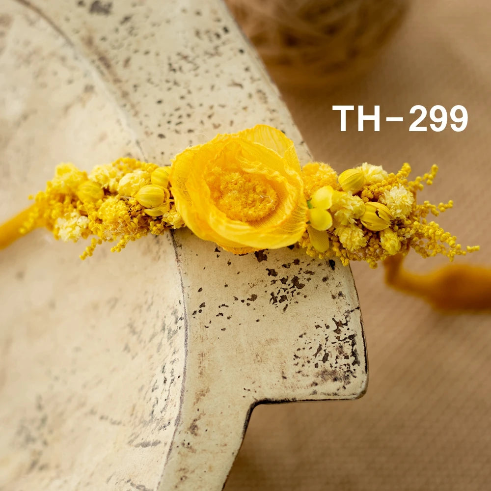 Baby Girl Flower Headbands Newborn Photography Props Dried Flowers Newborn Hairband Princess Tieback Baby Girl Hair Accessories