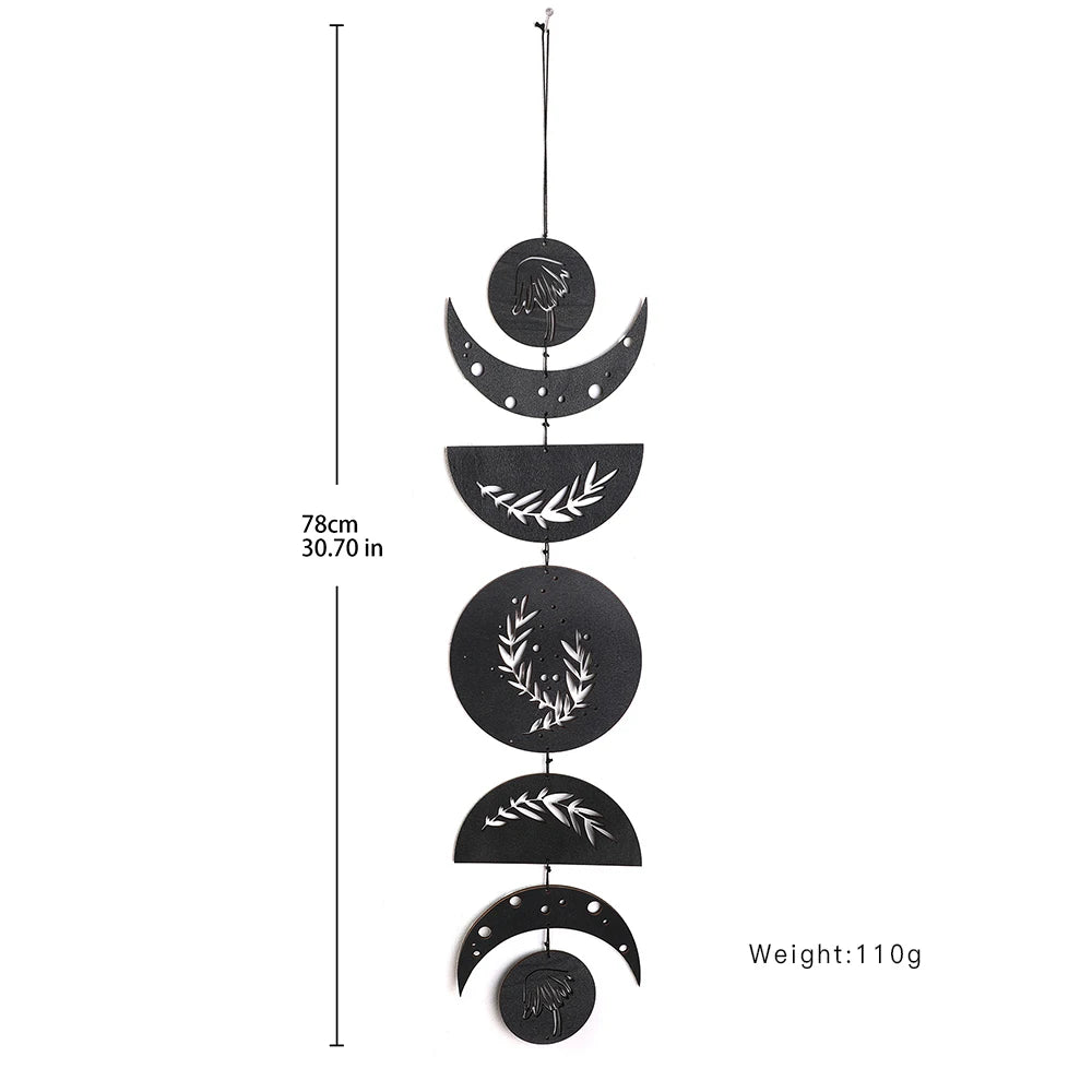 Wooden Wall Hanging Moon Phase Garland Wall Decor Hanging Ornaments Ramadan Decoration Boho Home Decor for Nursery Ornament Gift