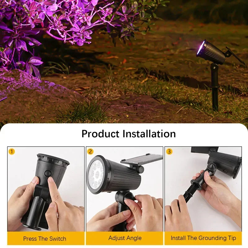 2/9 Led Solar Powered Lamp Adjustable Solar Spotlight In-Ground IP65 Waterproof Landscape Wall Light Outdoor Lighting