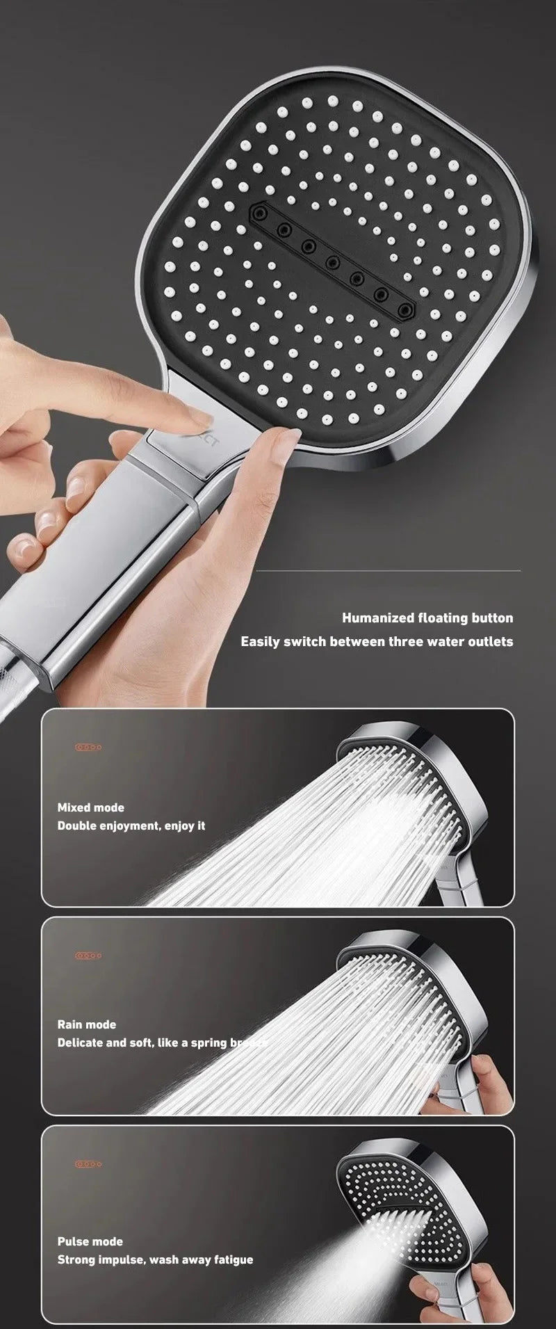 Xiaomi 3 Modes Shower Head 13cm Large Panel Adjustable High Pressure Massage Shower Head Filter Element Bathroom Accessories New