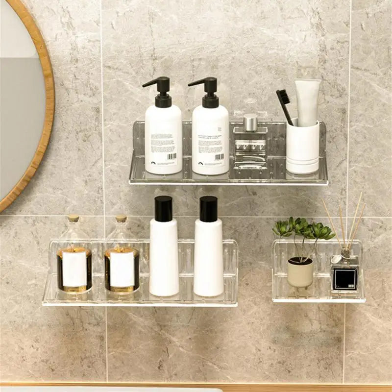 Bathroom Organizer Wall Shelf Home Storage Rack Vanity Table Skin Care Cosmetic cotton Display Punch-Free Storage Holder Shelves