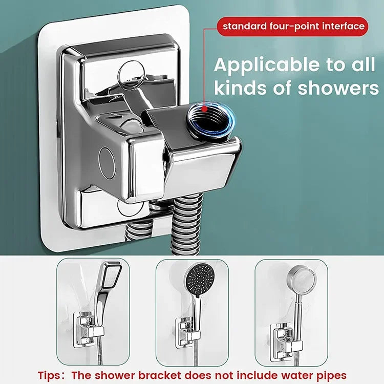 ABS Shower Head Holder Wall Mounted Shower Rack Self-adhesive Adjustable Rotatable Handheld Bracket Bathroom Accessories