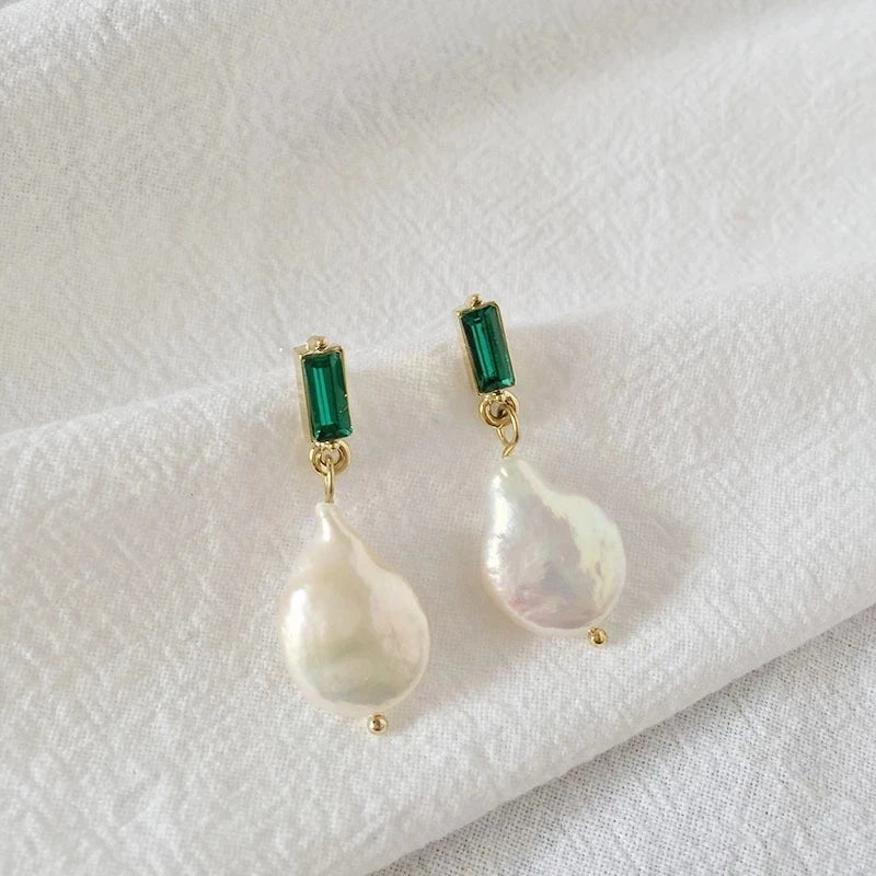 Minar Delicate Irregular Freshwater Pearl Earring For Women Gold Color Metal Hanging Drop Earrings Statement French Jewelry 2023