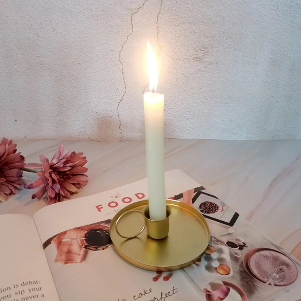 Portable Candle Holder Desktop Candlestick Adornment Metal Candlestick Taper Candle Holder With Handle Home Wedding Decorations