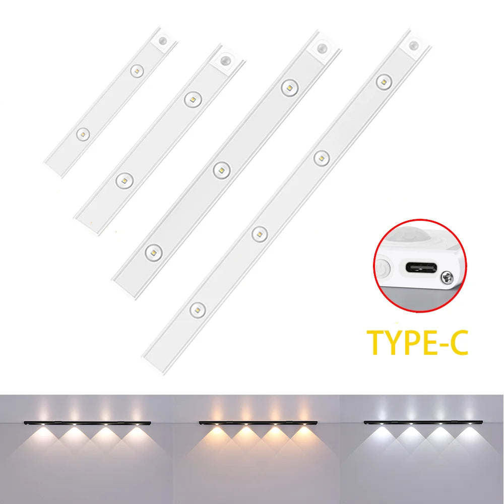 Cabinet Light USB Rechargeable Motion Sensor Ultra-thin Night Light for Kitchen Wardrobe Cabinet Lighting 20CM/30CM/40CM/50CM