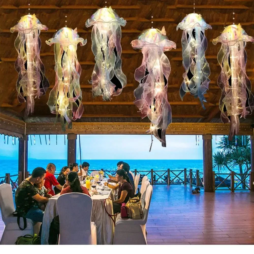 Gradient Jellyfish Light Decoration LED Light Festival Pendant Courtyard Lighting Handmade Light Small Night Light