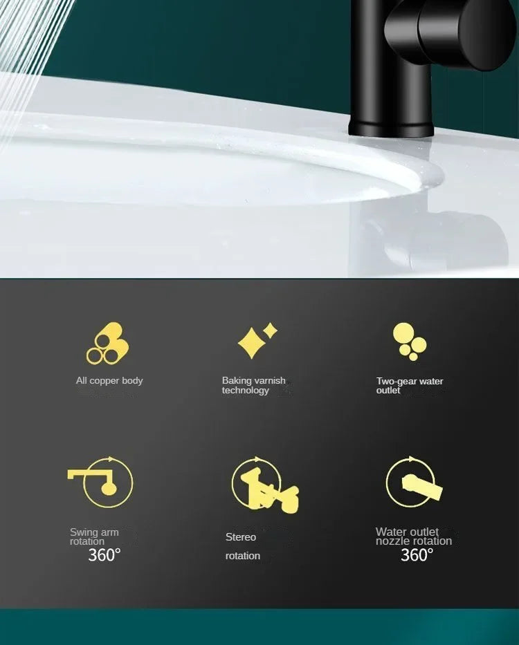 Mechanical Arm Universal Faucet Bathroom Kitchen Splashproof Faucet Bathroom Countertop Basin Hot and Cold Tap Faucet Accessorie