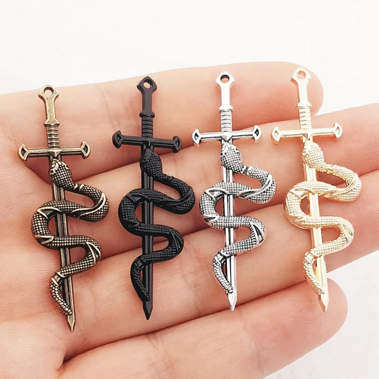 JINDINSP 10pcs 55*17mm New Alloy Charm Snake Sword Charms Pendant Designer Charms For Jewelry Making DIY Jewelry Findings