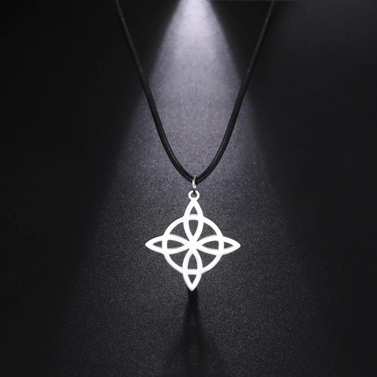 Skyrim Witch Knot Pendant, Stainless Steel Necklace Men's and Women's Fashion Vintage Talisman Birthday Gift Jewelry Gift