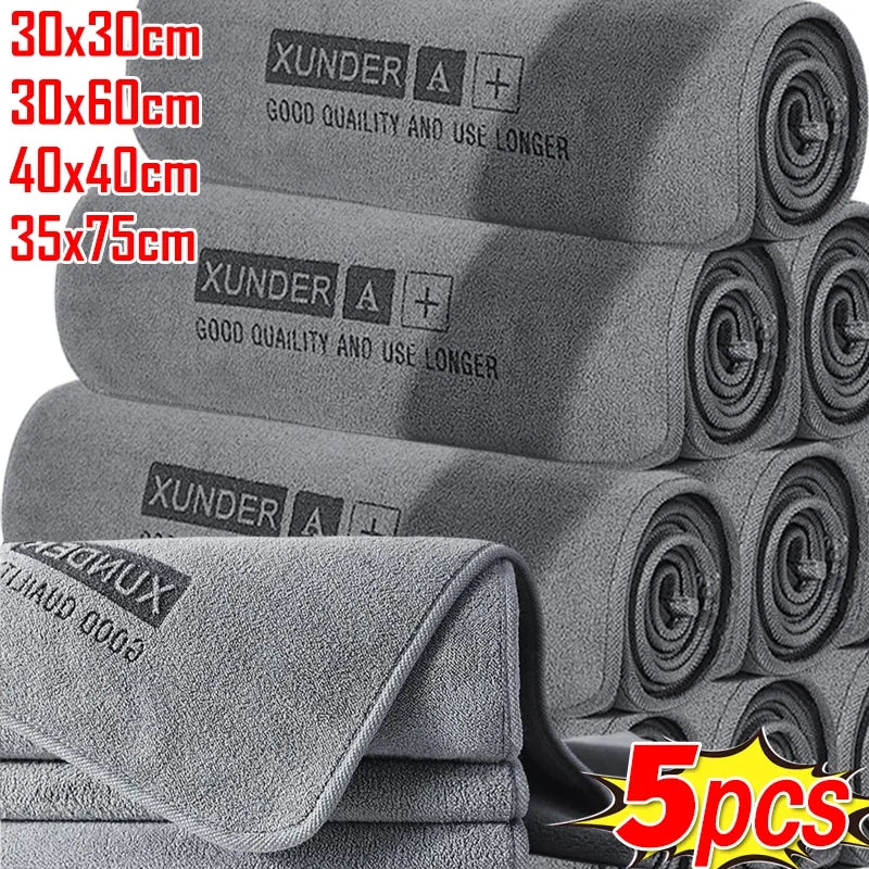 5/1PC High-end Microfiber Car Washing Towel Auto Cleaning Drying Cloth Hemming Car Care Detailing Cloth Water Absorption Car Rag