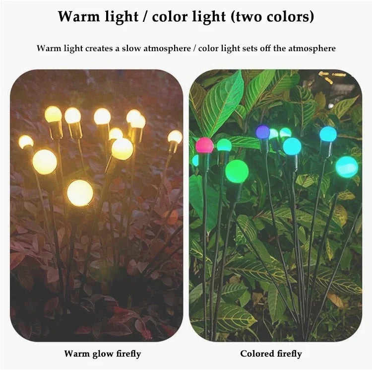 LED Solar Garden Lights Powered Firefly Lights Outdoor Waterproof Vibrant Garden Lights for Patio Pathway Decoration,Warm