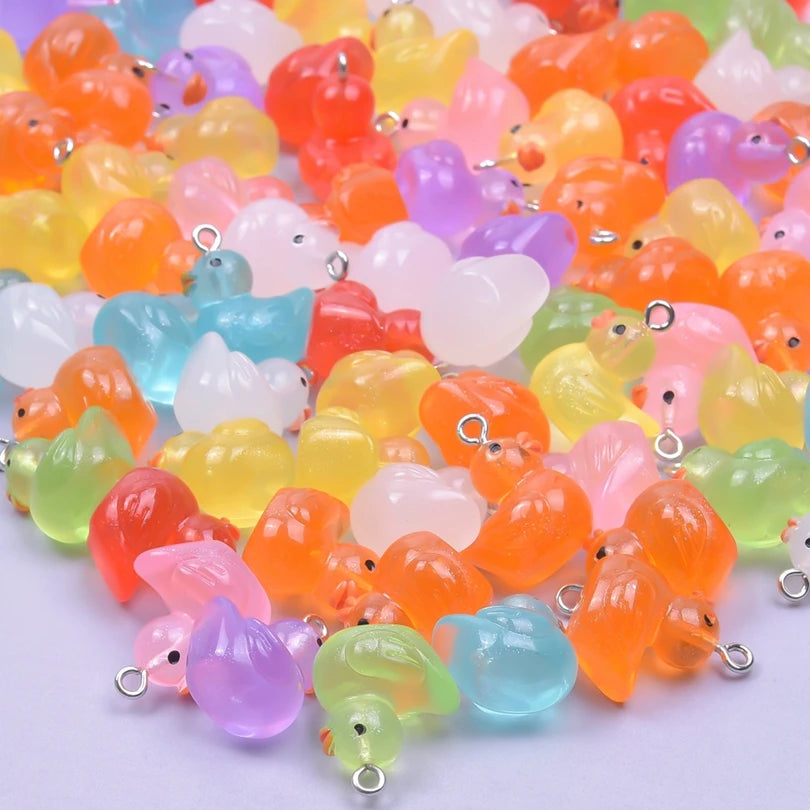 10-60pcs Cute Resin Duck Charms for Jewelry Making DIY Animal Earrings Pendants Necklaces Charms Wholesale Accessories Keychain