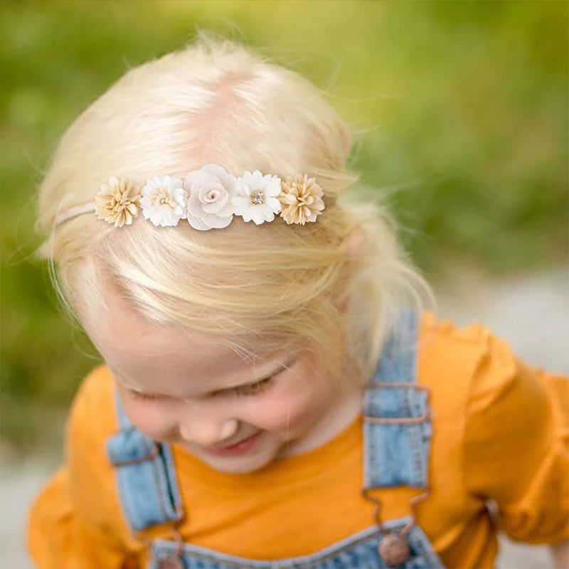 3pcs/set Baby Girl Headband Newborn Elastic Flower Toddler Hair Band Kids Headwear Nylon Soft Hairbands Child Hair Accessories