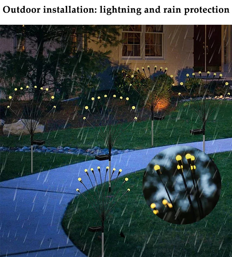 LED Solar Garden Lights Powered Firefly Lights Outdoor Waterproof Vibrant Garden Lights for Patio Pathway Decoration,Warm