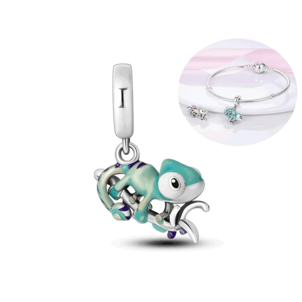 Charms S925 Sterling Silver Glow-in-the-dark Firefly Chameleon Charm Pendant For original Pandora Charms Bracelet Gift beads