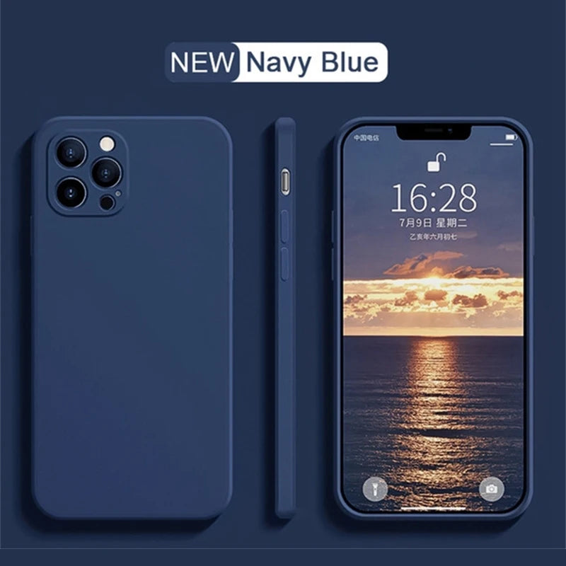 Luxury Liquid Silicone Shockproof Case for iPhone 11 12 13 14 15 Pro Max 7 8 14 15 Plus X XS XR Max Mini Back Soft Cover Funda